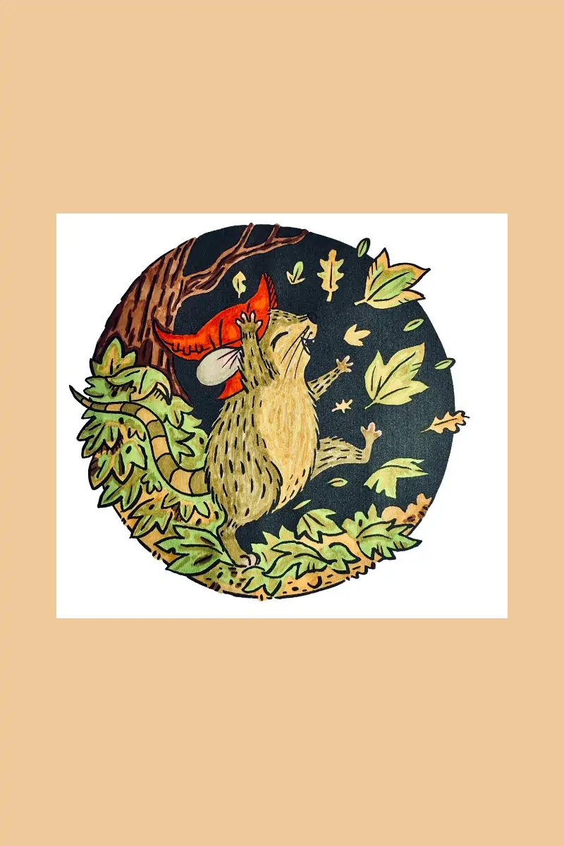 Matchstick Mouse Kicking Leaves