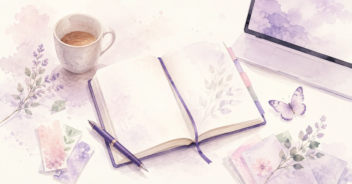 creative-fibro-blog-watercolour-writing-desk A (sorry but AI generated) woman sat on the floor in an airy room surrounded by art materials